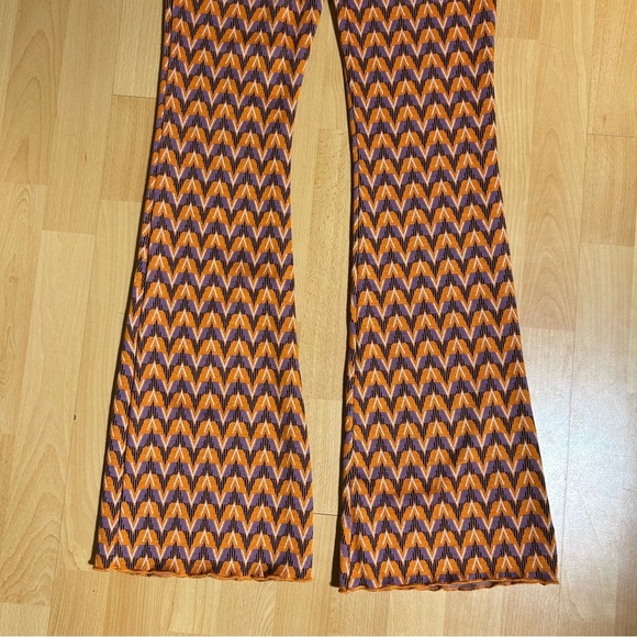 NWT Zara Stradivarius Knit Flare Chevron Pant Large Boho Hippie - Picture 14 of 14